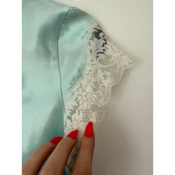 Vintage Josie Rare Pale Blue Satin Lace Nightgown Slip 90s/Y2K Lingerie Size S - Picture 10 of 10
